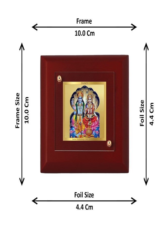 DIVINITI 24K Gold Plated Foil Vishnu Lakshmi Ji Photo Frame For Home Decor, Table Top|Religious Photo Frame Idol For Pooja, Prayer, Gift MDF 1A (10x10 CM) - Image 4